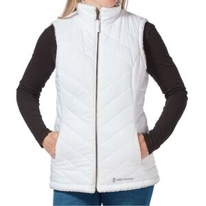 Free Country Reversible White Quilted Vest with Gray on other side